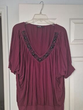 Apt. 9 Embellished V-Neck Plum Tunic